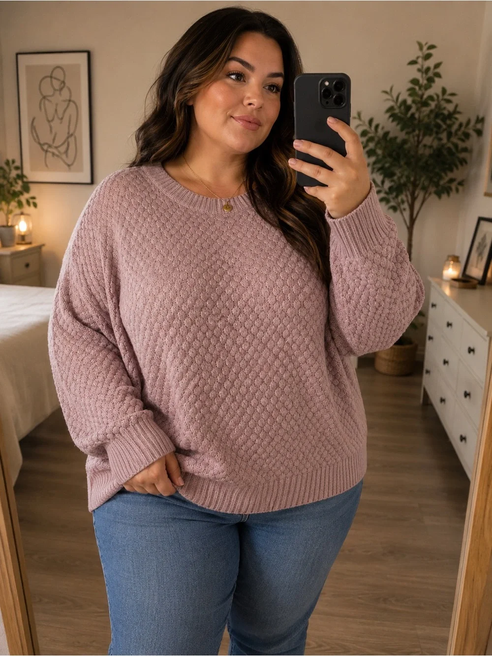 In Every Story Plus Size 2X Dusty Rose Textured Knit Sweater|Cozy & Oversized - Picture 2 of 6